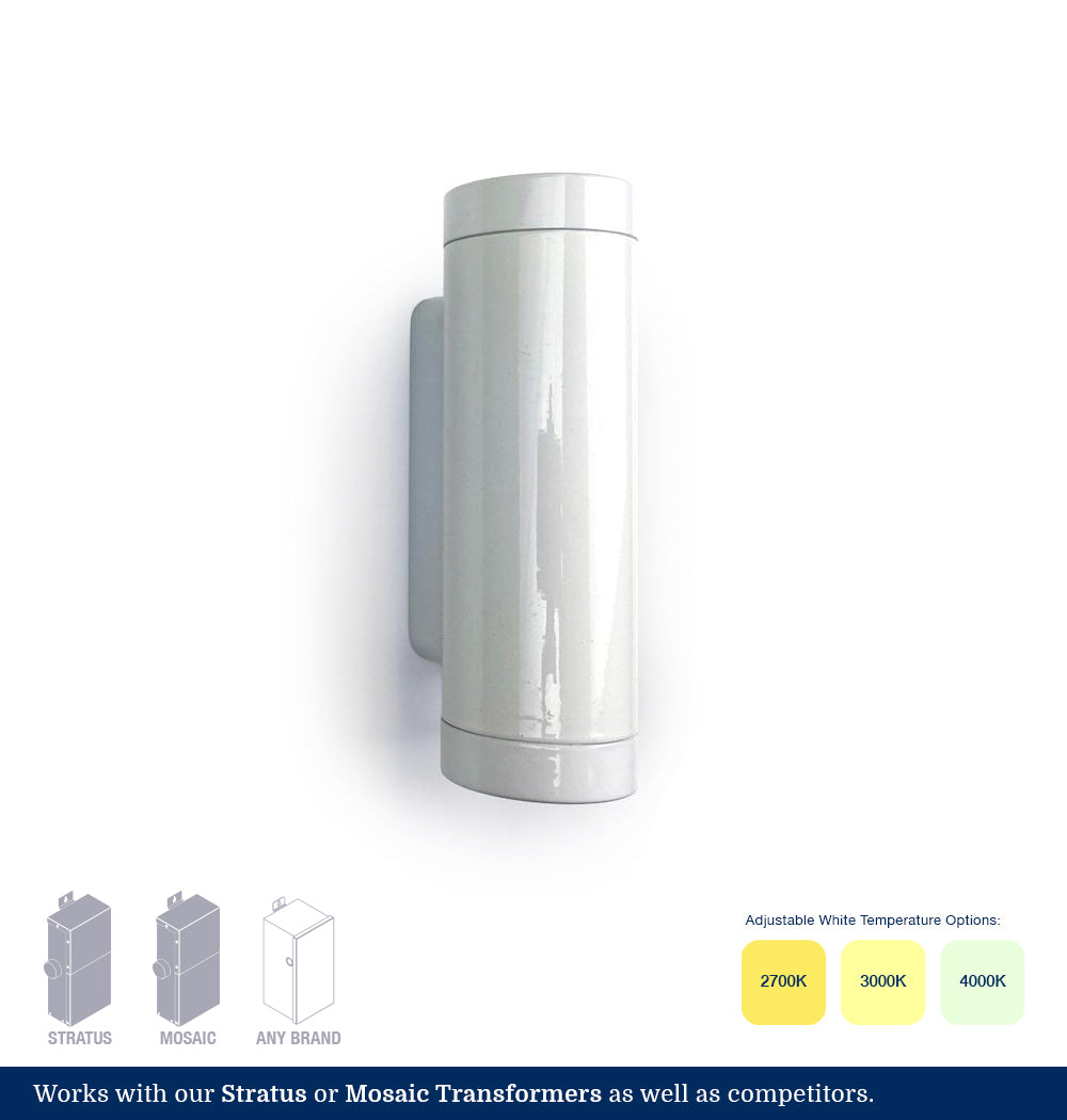 White Lanai Sconce Light, 6 Watt, 2700k, 3000k, 4000k Selectable.