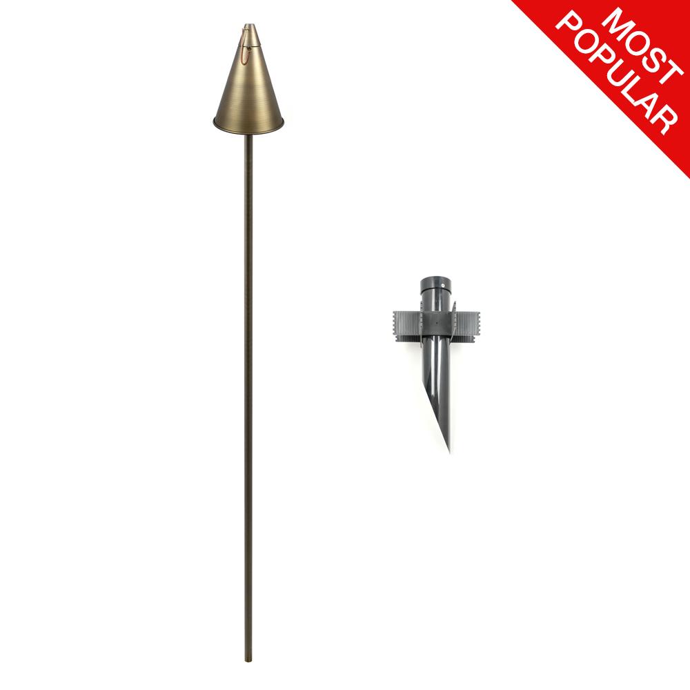 Adjustable White LED Tiki Torch Light Tiki Light Haven Lighting Extra Large Stake