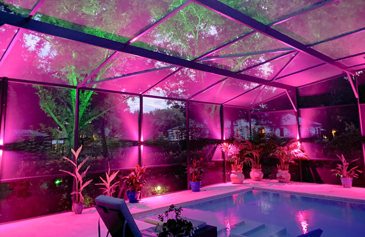 color changing pool enclosure lighting