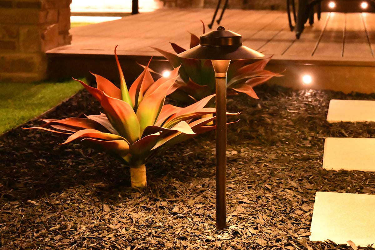 Commercial outdoor lighting on a path and walkway - Haven Lighting