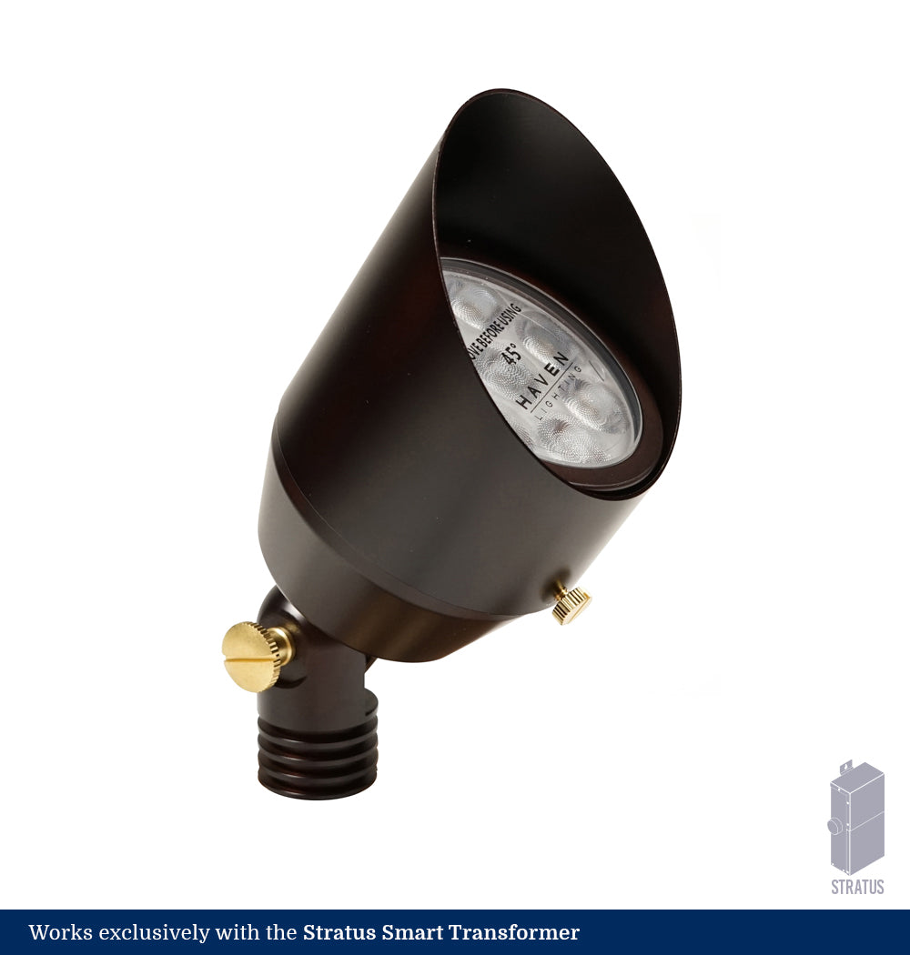 Adjustable White 3-Inch Bourbon Brass LED Up Light