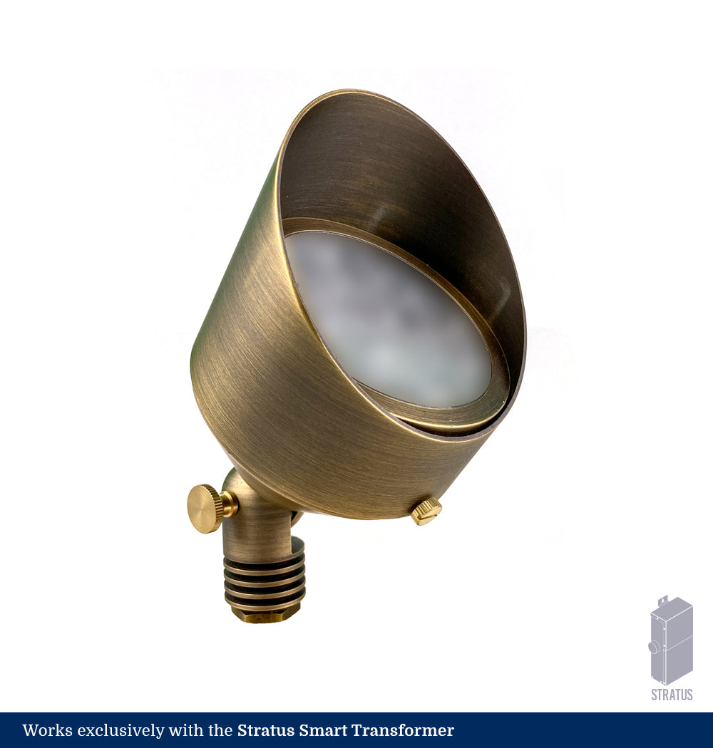 Adjustable White 4-Inch Brass LED Up Lights | Wall Wash