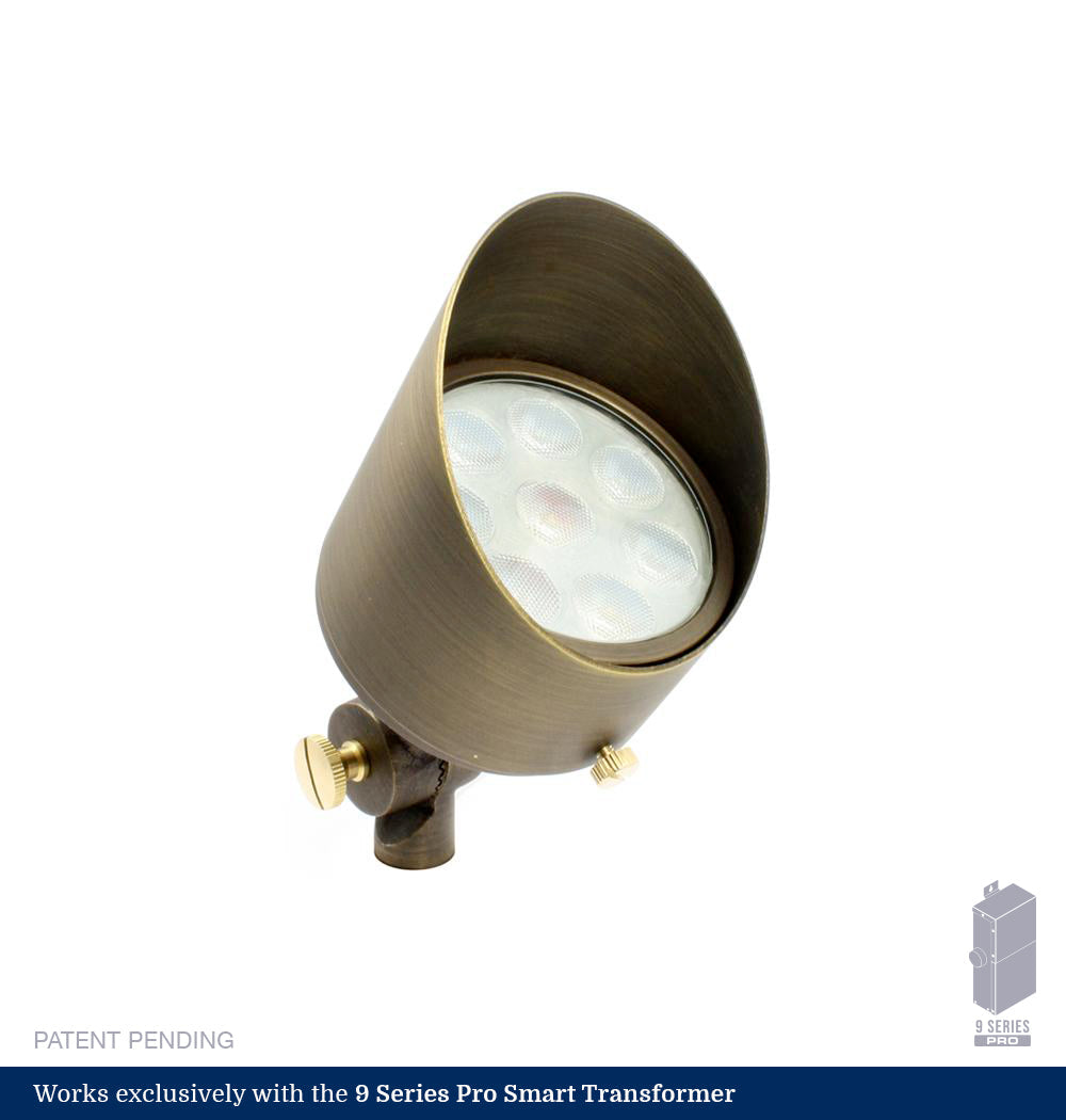 9 Series Pro Classic White 3-Inch Brass LED Up Light
