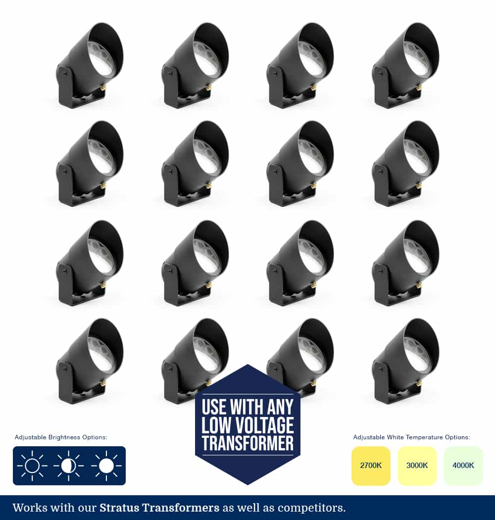 Aluminum LED  Landscape Lighting Kit - 16 LED Fixtures - 2700k, 3000k, 4000k