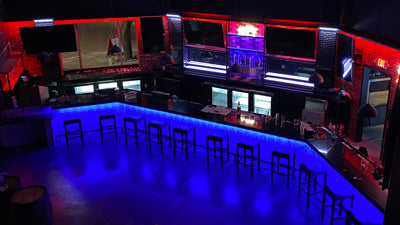 commercial outdoor lighting in a bar