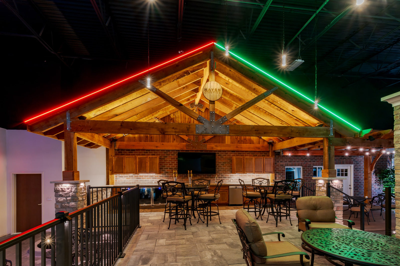 Permanent Christmas Light on Modern Rustic Deck