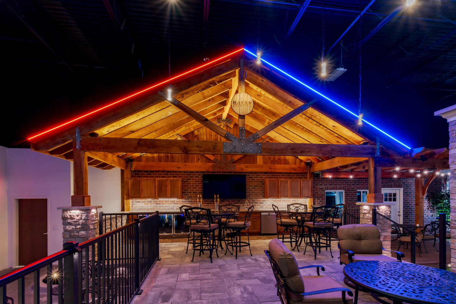 Permanent Roofline Lights on Modern deck