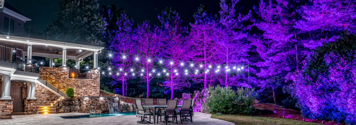 color changing landscape lights: bistro, backyard, full color, rgb