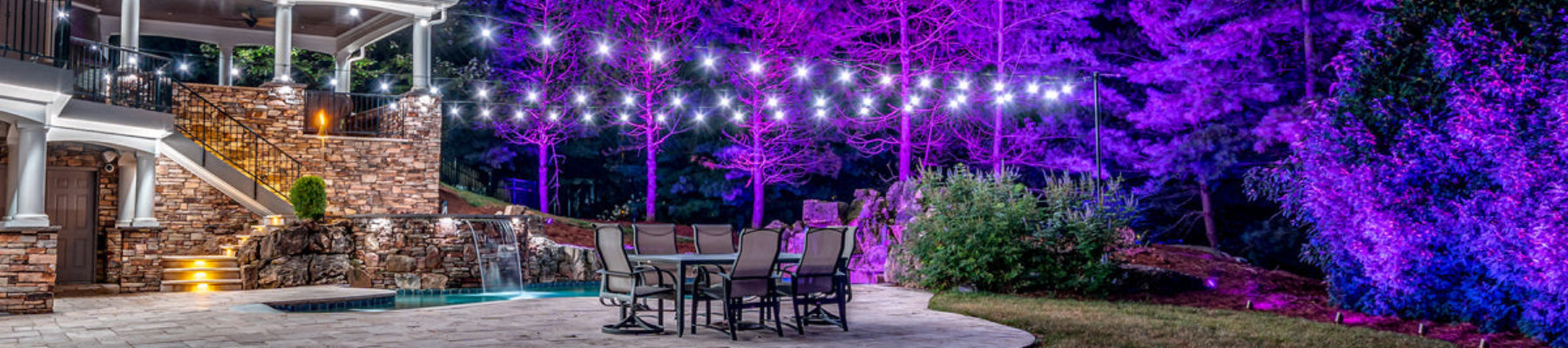 bistro and backyard full color landscape lights