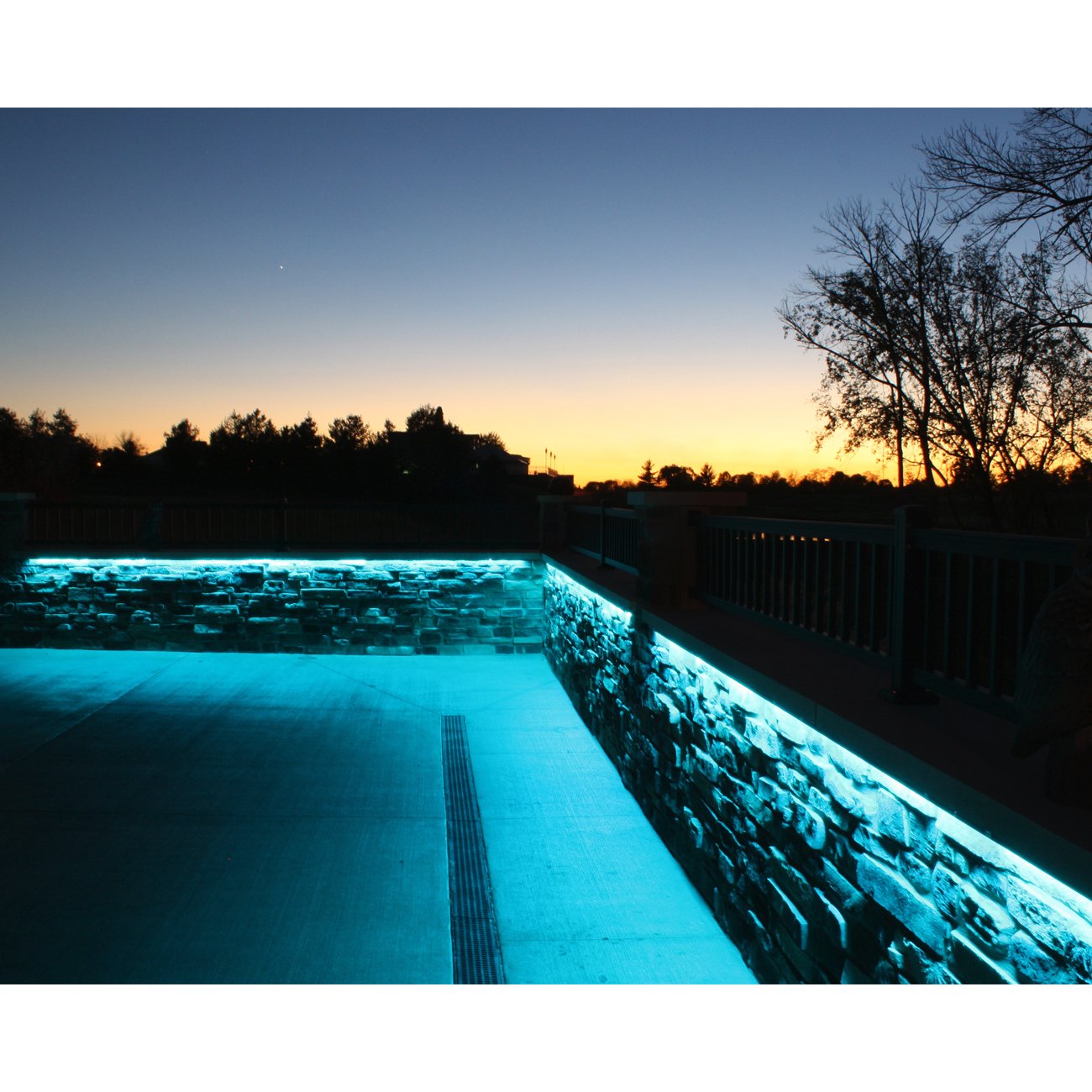 Full Color LED Light Strip on a capstone wall 