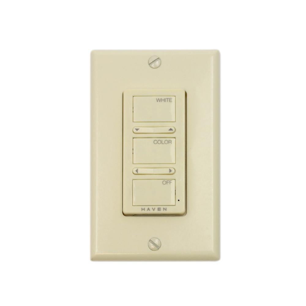 Full Color Wireless Wall Switch Wireless Wall Switch Haven Lighting Almond 