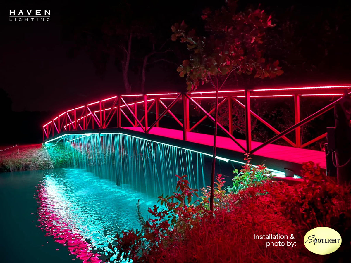Full Color LED Light Strip on a bridge